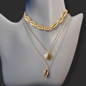 Eappy Boho Shell Choker Layered Necklace Gold Beaded Pendant Necklace Jewelry